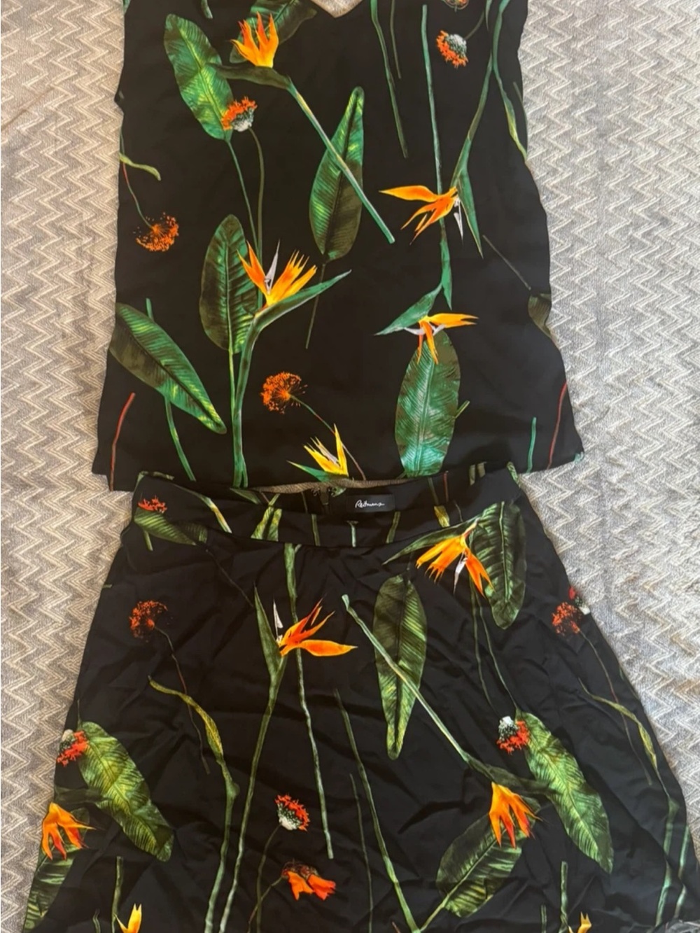 Reitmans Black Floral Tropical Print Women’s Skirt and top
